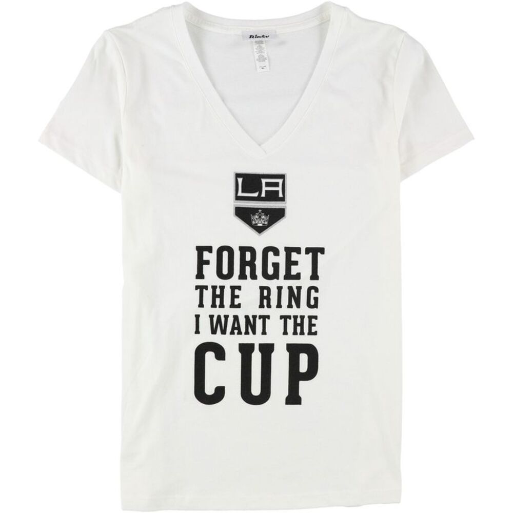 Rinky Womens Forget The Ring Graphic T-Shirt, White, M, DM